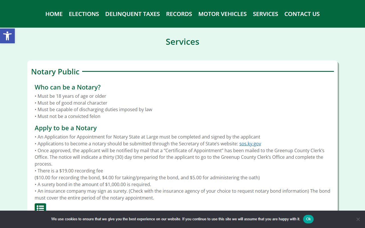 Greenup County Clerk services page