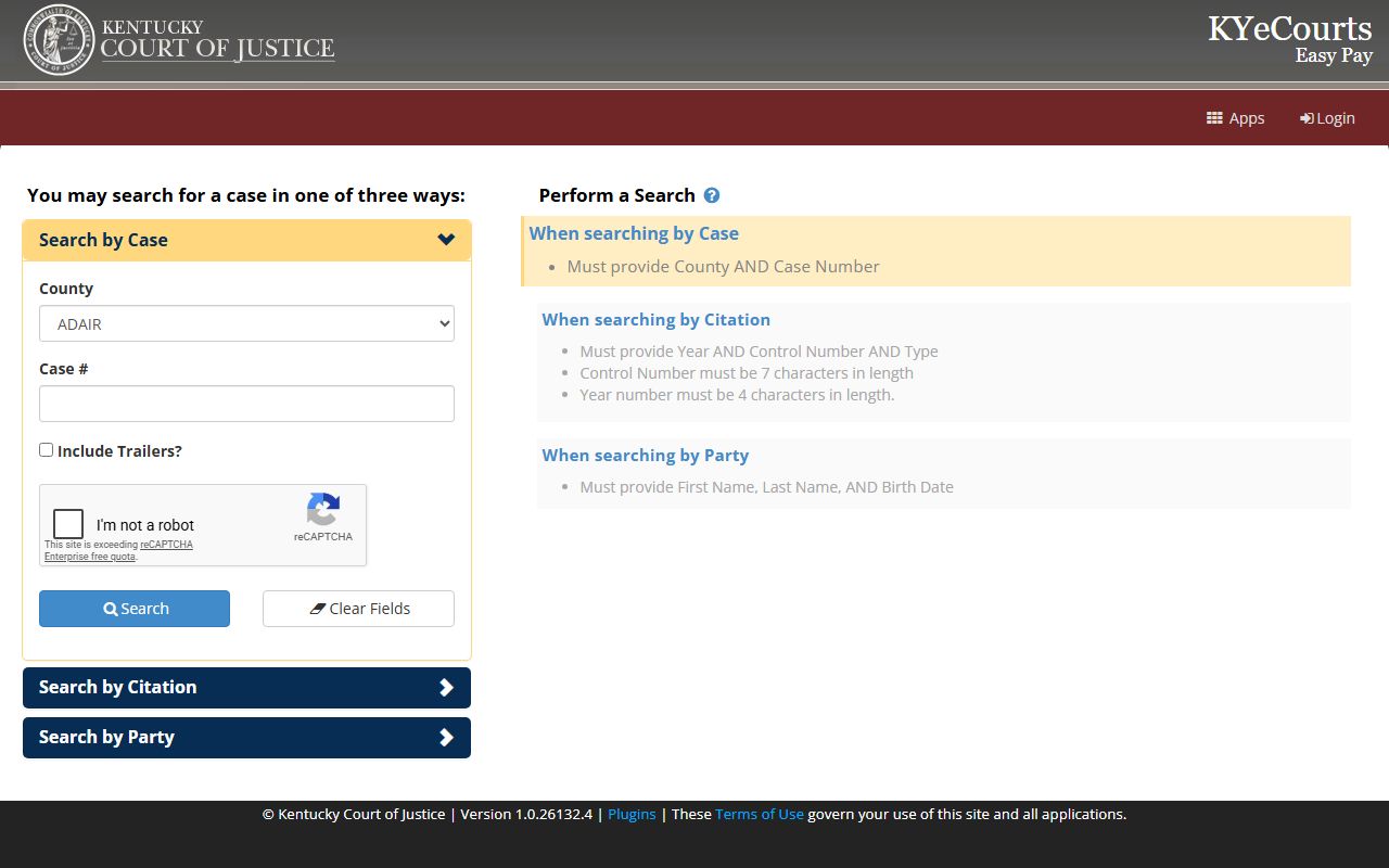 Greenup County court dockets Kentucky ePay search portal