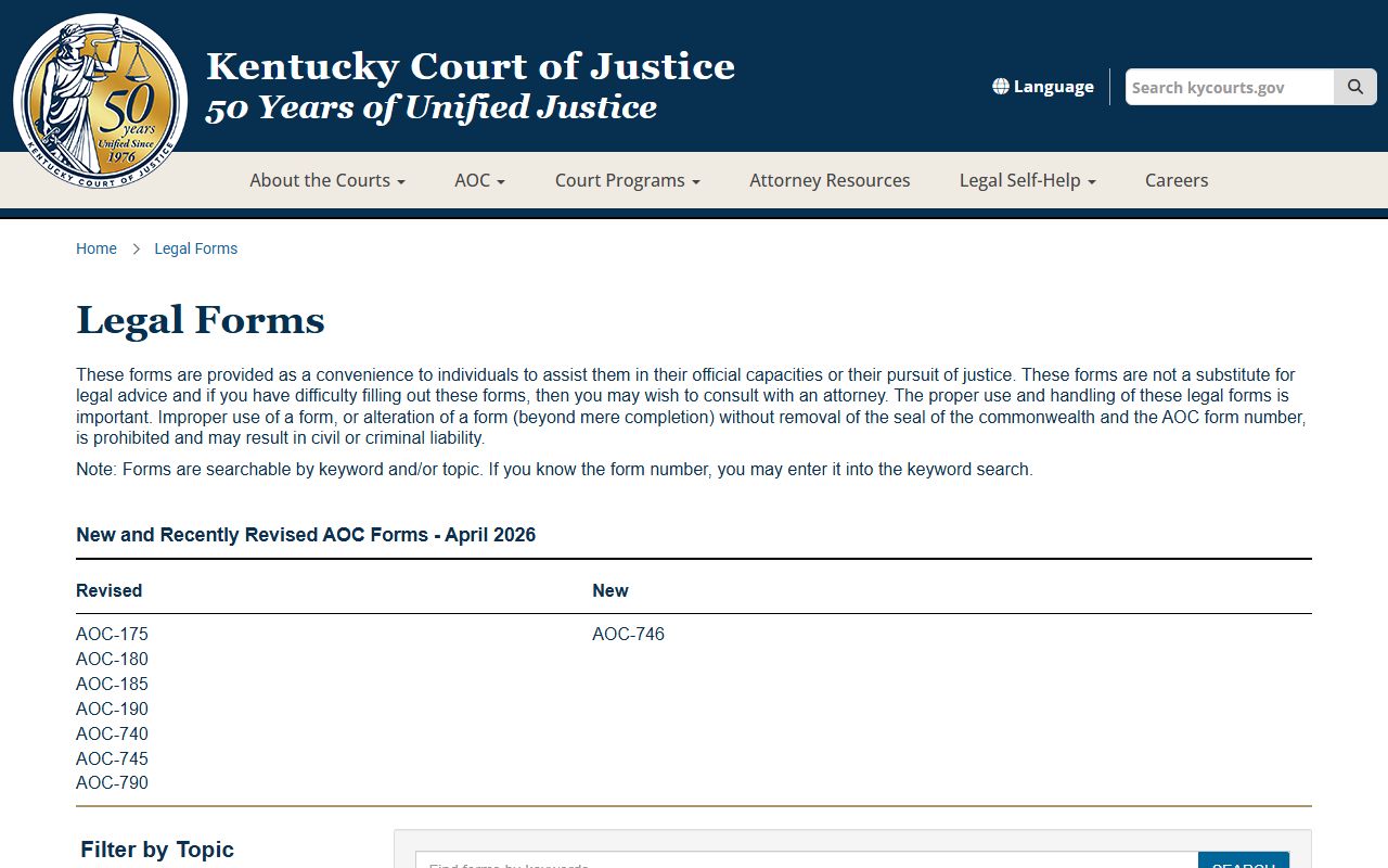 Greenup County court records Kentucky Court of Justice legal forms page