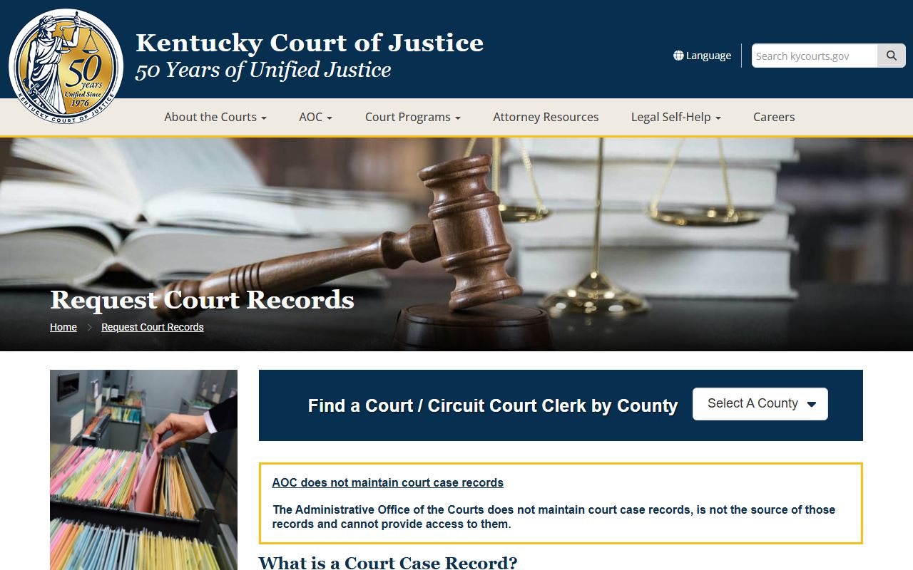 Greenup County court records KCOJ request court records page