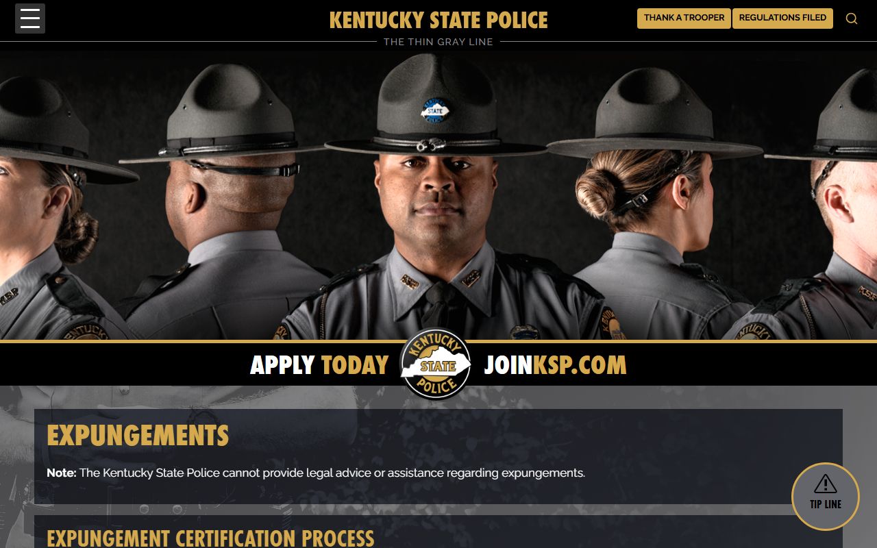 Greenup County criminal court records Kentucky State Police expungements
