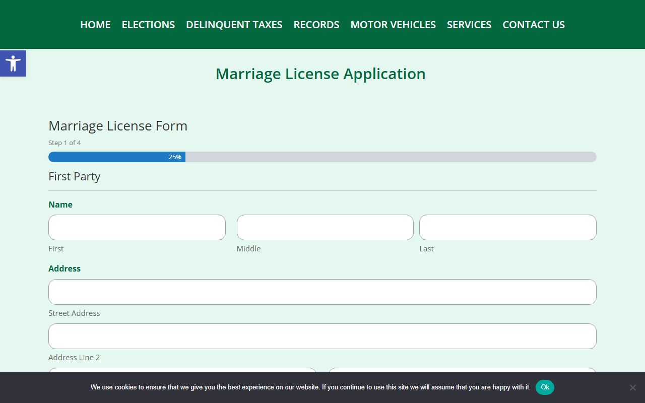 Greenup County Clerk marriage application page