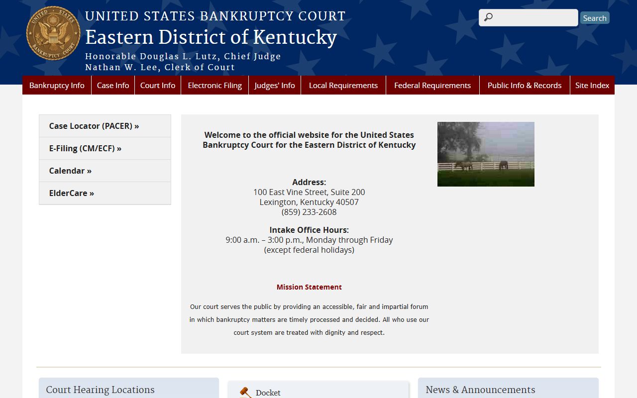 Eastern Kentucky Bankruptcy Court website
